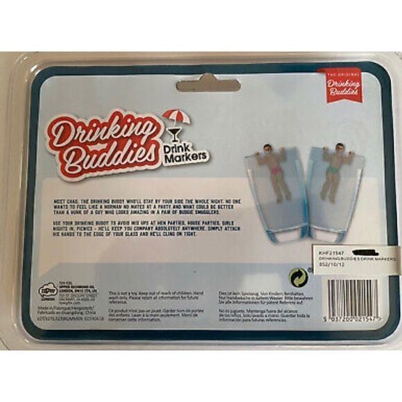 Original Drinking Buddies Men Bachelorette Party Drink Marker 6 Drink Charms - Picture 2 of 6